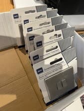 Image of Six (6) x BG Screwless Flat Plate Brushed Steel Light Switch. 2 Gang 2 Way.