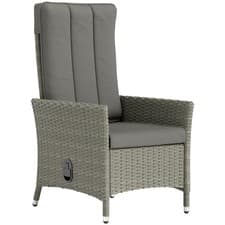 Image of Outsunny Rattan Garden Recliner Chair with Adjustable Backrest, Grey