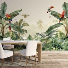Image of 3D Tropical Bird Plant Self-adhesive Removeable Wallpaper Wall Mural