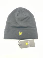 Image of Men’s Lyle & Scott Black Plain Beanie Hat With Logo Brand New One Size