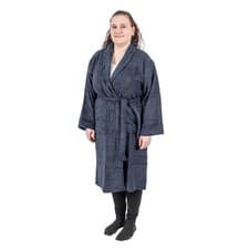 Image of Navy Blue Adults Dressing Gown with Shawl Collar Unisex Bathrobe, Small / Medium