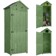 Image of Outsunny Wooden Garden Storage Shed Tool Storage Box, 77 x 54 x 179 cm, Green