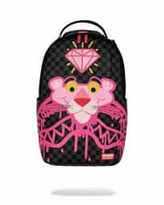 Image of SPRAYGROUND LIMITED EDITION BACKPACK PINK PANTHER DIAMONDS SHARK DRIPPY BLACK