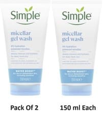 Image of 2 X SIMPLE WATER BOOST MICELLAR FACIAL GEL WASH 150 ML Each