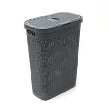 Image of Addis Rattan 40 L Slim Laundry Clothes Wash Hamper Bin Charcoal Grey 517486ebay