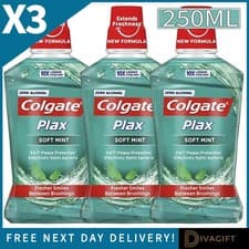 Image of 3 x COLGATE PLAX SOFT MINT ALCOHOL FREE MOUTHWASH 250ML BOTTLE MOUTH WASH NEW