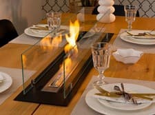 Image of Built-in bio fireplace insert 100cm with wool insert black matt with glass