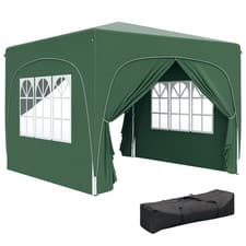 Image of Outsunny 3 x 3(m) UPF50+ Pop Up Gazebo with Sides and Carry Bag, Dark Green