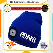 Image of LED Beanie Hat with USB Rechargeable Light - Unisex Outdoor Adventure