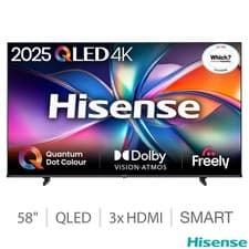 Image of Hisense 58 Inch QLED 4K Smart Television HDR Dolby Vision Freeview UK Android TV