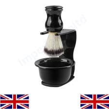 Image of 3 in 1 Men's Shaving Brush Holder Set Brush Bowl Shaving Razor Stand Holder Kit