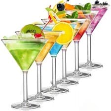 Image of Set of 6 Unbreakable Martini Glasses, 300ml/9 Ounce Cocktail Glasses