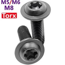 Image of M5 M6 M8 Black Stainless Steel Torx Socket Flanged Button Hexalobula Head Screws