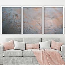Image of Framed ABSTRACT Copper Grey Wall Art Print Picture Contemporary Print Set Of 3