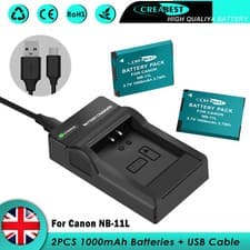 Image of 2x NB-11L NB-11LH Battery & Charger For Canon PowerShot SX410 A3500 A2600 A2500