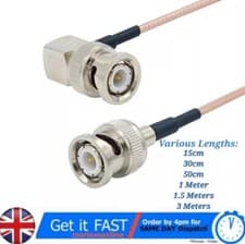Image of BNC male Right angle to BNC plug ST pigtail cable RG316 3G/4G 15cm,30,50cm,1m,3m