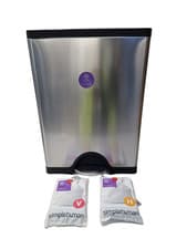 Image of Simplehuman 46L Rectangular Kitchen Recycling Bin - Brushed Stainless Steel A