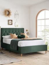 Image of Birlea Loxley Double Bed Green | Upholstered Fabric Bed Frame | Luxe Bedroom