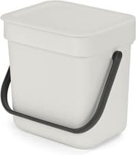 Image of Sort & Go Food Waste Bin 3L (Light Grey), Space-Efficient Plastic Recycle Bin wi