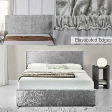 Image of Crushed Velvet Bed Frames Divan Base Wrap Headboard Covers Single Double King