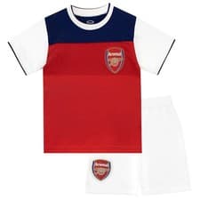 Image of Arsenal FC Short PJs Kids Boys 3 4 5 6 7 8 9 10 11 12 Years Pyjamas Football Red