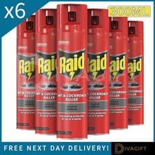Image of 6 x RAID ANT & COCKROACH KILLER SPRAY 300ML INSECT KILLER KILLS IN MINUTES NEW