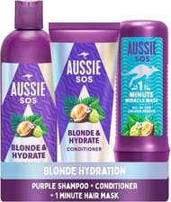 Image of Aussie Blonde Hydration Vegan Purple Shampoo, Conditioner And 3 Minute Miracle