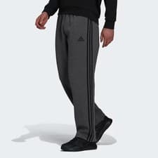 Image of NEW adidas Essentials Fleece Open Hem 3-Stripes Pants Grey/Black Mens H12258 NWT
