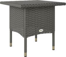 Image of Rattan Side Table, Outdoor Coffee Table with Plastic Board under the Full Woven