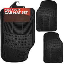 Image of 2x Flexible Universal Front Black Rubber Car Mat Set Non Slip Weather Resistant