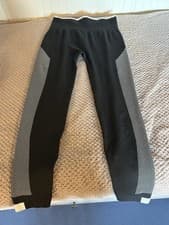 Image of Adidas Leggings Women’s Size Medium 12-14 In Black With White Stripes