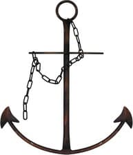 Image of Nautical Anchor Wall Decor - Antique Metal Art With Chain for Bedroom, Living R