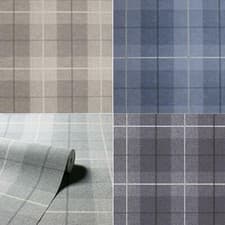 Image of Arthouse Country Tartan Wallpaper Check Hessian Paste The Wall Heavyweight Vinyl