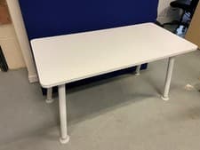 Image of Rectangular Meeting Table 1350x650mm - Steel Frame - Self Levelling Feet - White