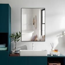 Image of BEAUTME W2-2820 28x20 Inch Black Bathroom Mirror with Metal Frame
