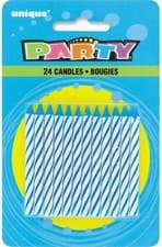 Image of Unique Party 1905BC - Striped Blue Birthday Candles, Pack of 24,6 centimeters