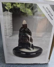 Image of Black Back Flow Incense Burner Cones Bamboo waterfall