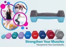 Image of Neoprene Hand Dumbbells Weights Pair Fitness Home Gym Biceps Exercise 0.5-6 kg