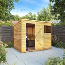 Image of 8x6 Wooden Garden Shed Overlap Pent Single Door Windows Storage 8ft 6ft Waltons