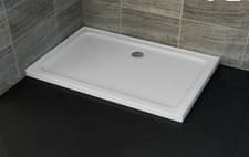 Image of Slimline Shower Tray Stone Square Rectangle for Shower Enclosure - FREE WASTE
