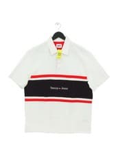 Image of Tommy Jeans Men's Polo M White Graphic 100% Cotton Basic New with tags