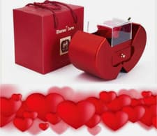 Image of Valentines Red Love Heart Velvet Rin Box Holder Gift Romance Engagement Wedding