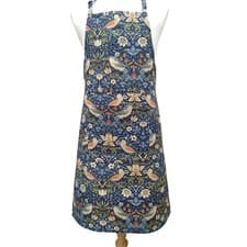 Image of William Morris Strawberry Thief Navy Fabric Apron