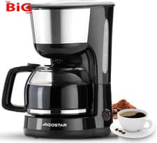 Image of Filter Coffee Maker with 40-Min Keep Warm & Rapid Brew - 1000W, 1.25L, Anti-Drip