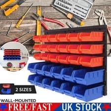Image of 30Pcs Wall Mount Storage Organiser Bin Rack DIY Tool Bits Boxes Garage Workshop