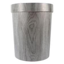 Image of Grey Wood Bin Waste Paper Bins for Bedrooms Retro Trash Can Office