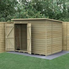 Image of Forest 4LIFE 8x6 Shed Pent No Windows Double Door Wood Garden Shed Free Delivery