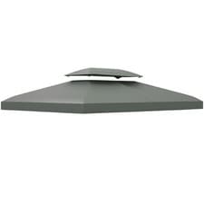 Image of Outsunny 3x4m Gazebo Replacement Roof Canopy 2 Tier Top UV Cover Dark Grey