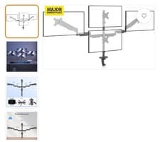 Image of Quad Monitor Arm Desk Mount for up to 32in Screens Gas Spring VESA 75/100 Black