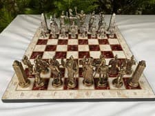 Image of Vintage Mythology Chess Set Handcrafted Pieces Wooden Board | Collector’s...